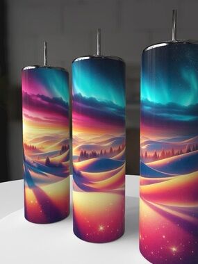 Aurora Landscape Stainless Steel Travel Tumbler - Vibrant Multicolor